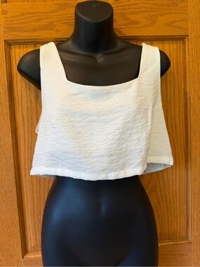 Cropped Square-Neck Tank in Cream